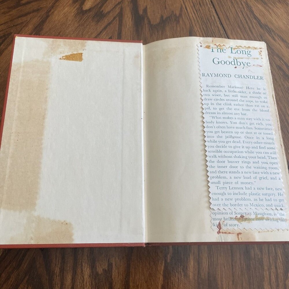 Raymond Chandler THE LONG GOODBYE Houghton Mifflin 1954 Hardcover Book DAMAGED - Picture 4 of 9